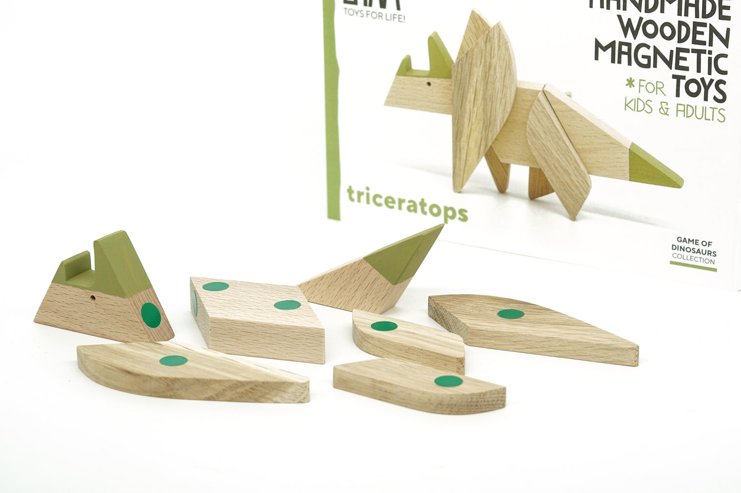 Triceratops - Dinosaur - Wooden Magnetic Toy