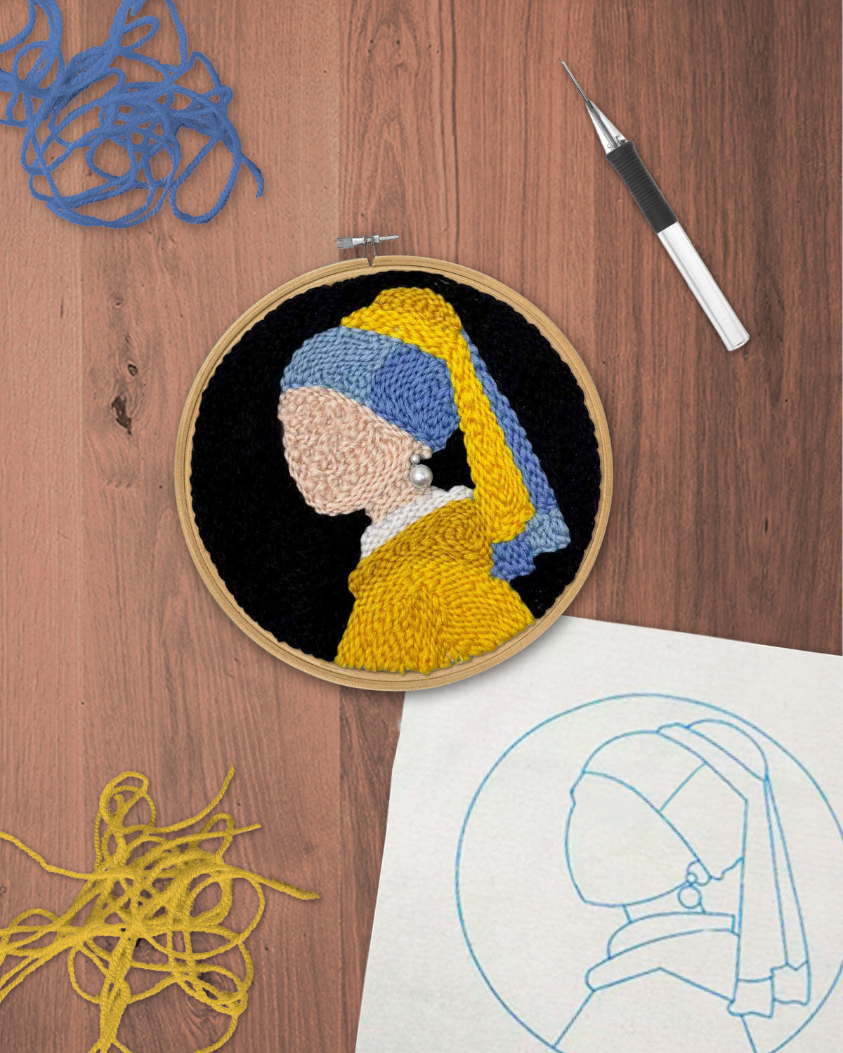 Girl with a Pearl Earring - Punch needle kit