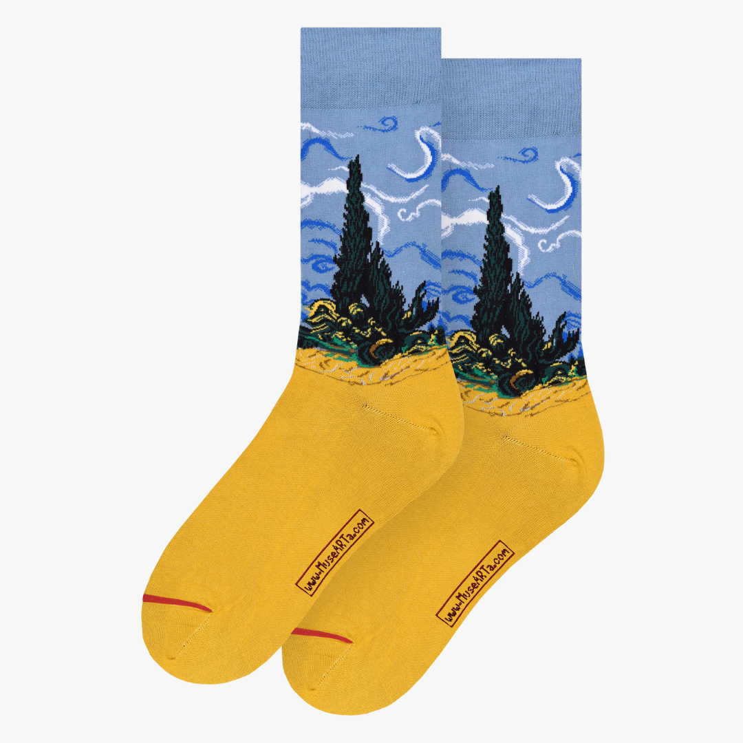 Wheatfield with Cypresses - Vincent van Gogh - Socks