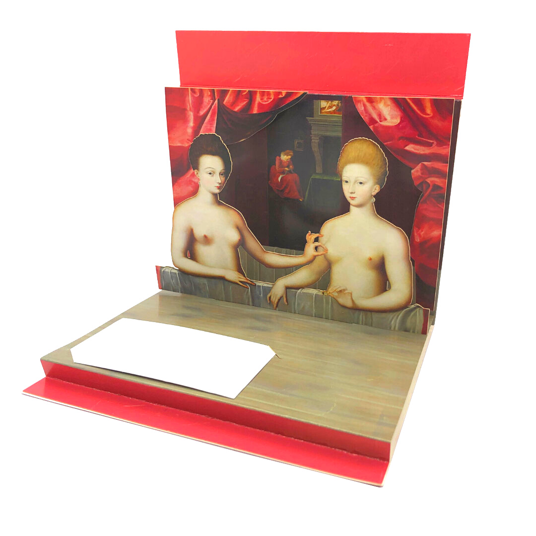 Miroir De Poche Argenté - Reproduction Gabrielle D'Estrées Et Sa Sœur - Musée Du Louvre - D.7cm