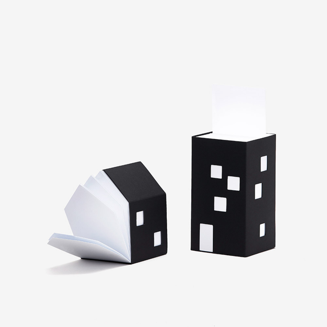 BUILDING OF NOTES BLACK - building notepad black  (set of 3)