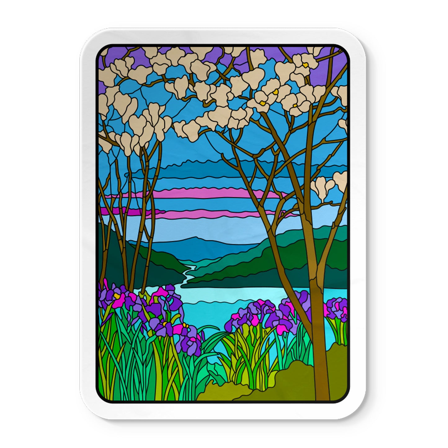 Magnolias and Irises - Sticker