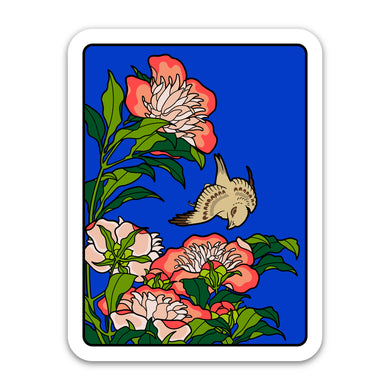 Peonies and Canary - Sticker